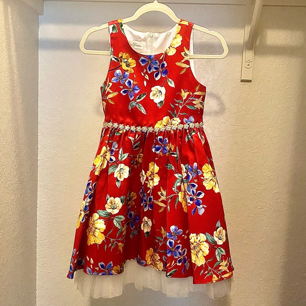 Floral Red Kids Formal Dress
